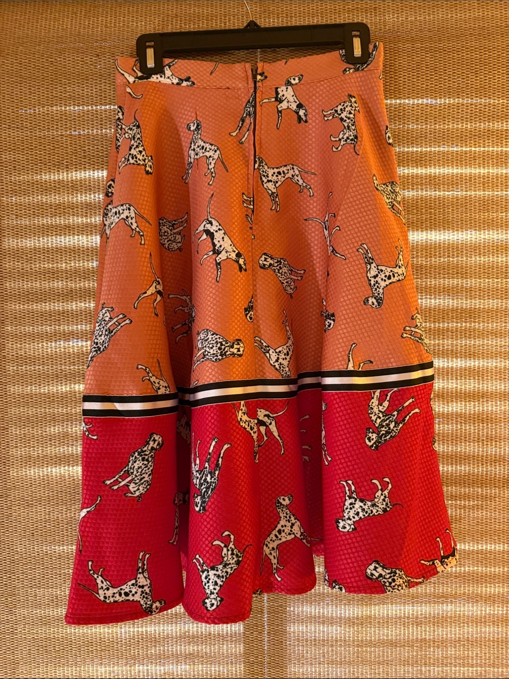 Anthropology Hutch Orange and Red Dalmatian Print Circle Skirt - Picture 6 of 8